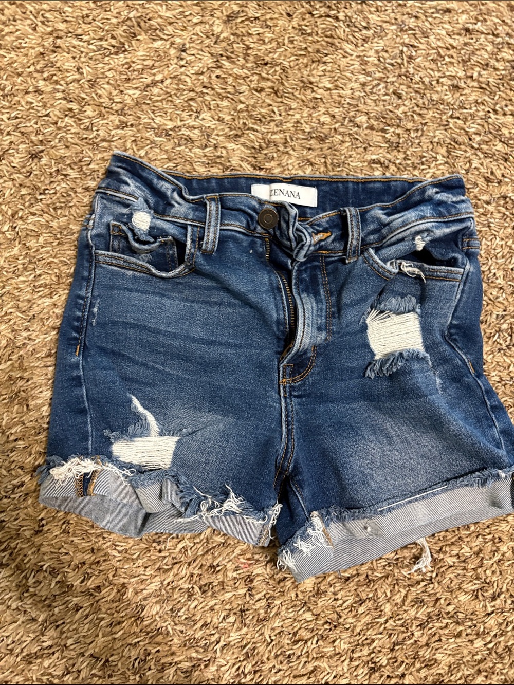 ZeNaNa Ripped Blue Denim Shorts with Frayed Hem